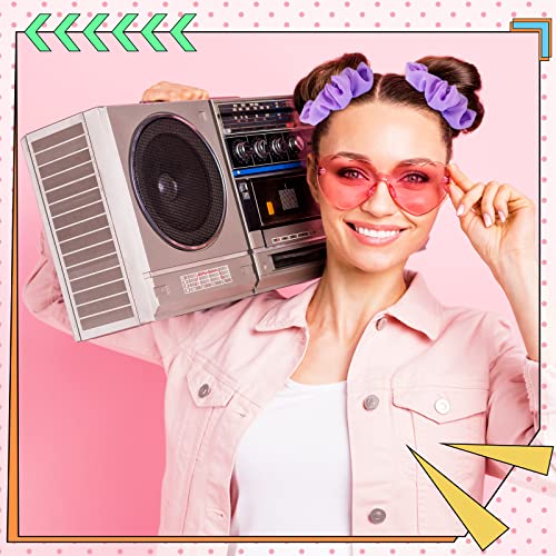 48 Pcs Neon Hair Scrunchies Bulk for Women - 80s Style Elastic Hair Accessories
