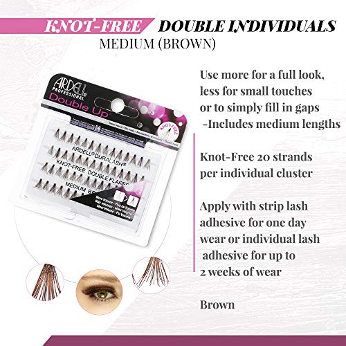 Ardell Double Up Medium Brown Individual Lashes - 4 Pack, Knot-Free Cluster Extensions