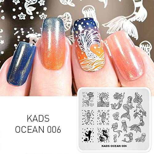 KADS Ocean Mermaid Nail Stamping Plate OC006 - Nail Art Template & Stencil