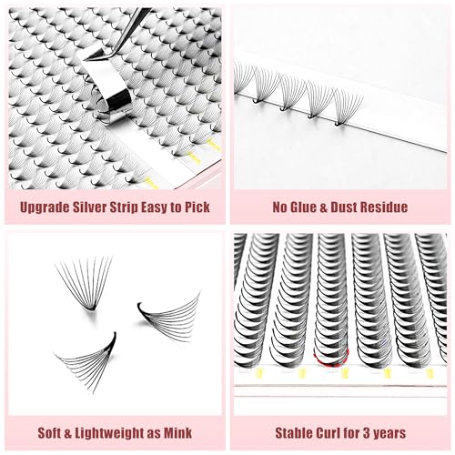 ABONNIE 400 Premium 10D Premade Eyelash Fans 9mm C Curl Volume Extensions