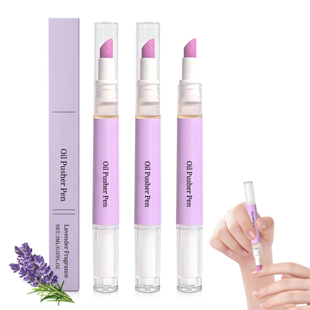 2-in-1 Ceramic Cuticle Pusher & Oil Pen, 2026 New Cuticle Oil Pusher Pen, Nail Care Tool for Dry Damaged Nails Moisturize Strengthen Brighten Nails Care (Pink-3pcs)