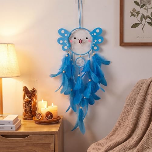 Cute Blue Axolotl Dreamcatcher Wall Decor for Kids' Rooms