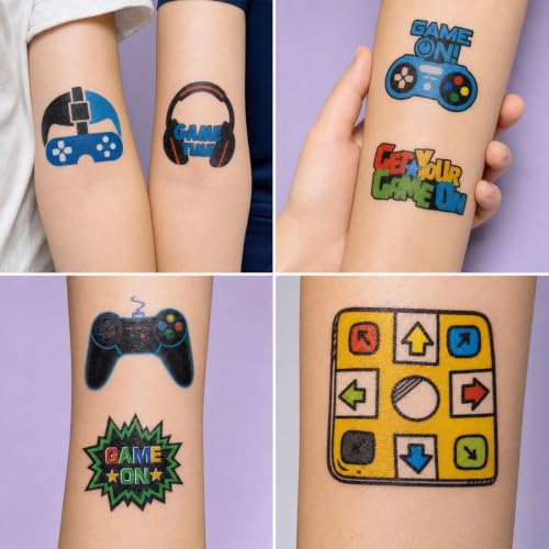 60 PCS Video Game Temporary Tattoos for Kids' Parties - 5 Sheets