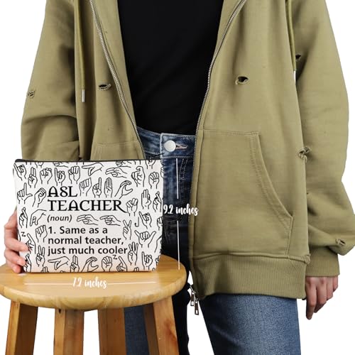 VAMSII ASL Teacher Definition Makeup Bag - American Sign Language Gift, Teacher Appreciation Gift (M)