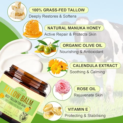 Organic Beef Tallow Balm for Face & Body - 4oz Moisturizer