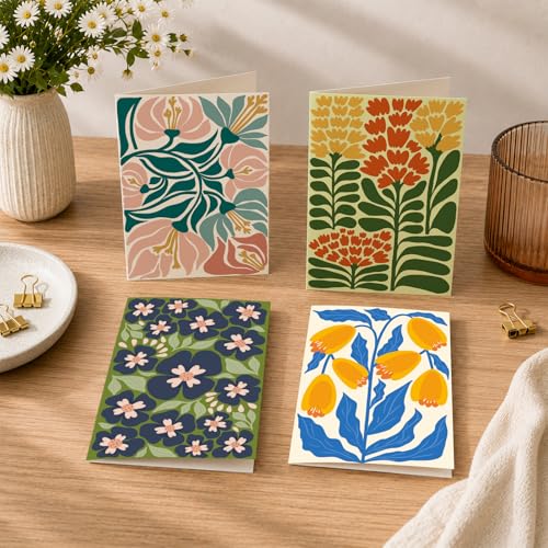 Ogeby 24 Pack Floral Greeting Cards with Envelopes & Stickers