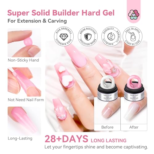 15pcs Solid Builder Nail Gel Kit - Clear Nude Pink White Non-Sticky Long-Lasting