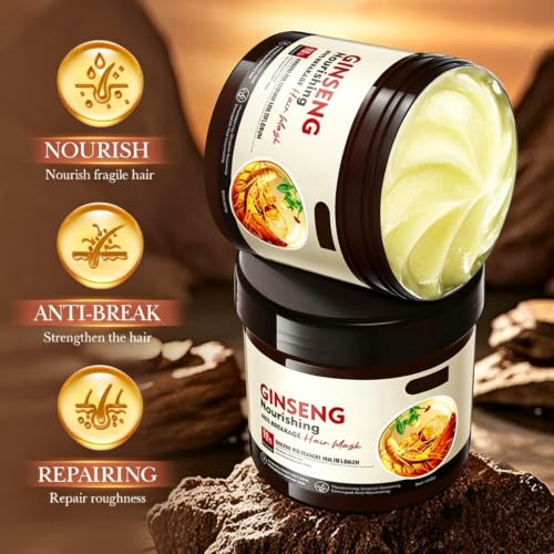 Ginseng Nourishing Hair Mask - Moisturizing Treatment for All Hair Types, 17.6 OZ