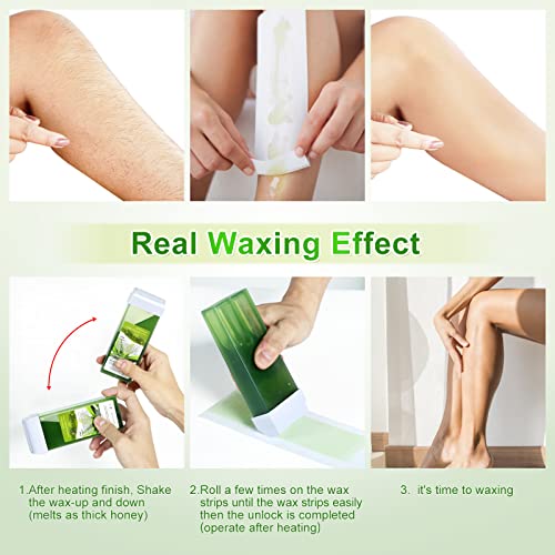 Aloe Vera Hair Removal Wax Refill - Soft Wax Roller Cartridge 4 Pack
