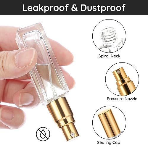 Segbeauty Clear-Gold Travel Refillable Perfume Bottles Set of 10 10ML Portable Spray