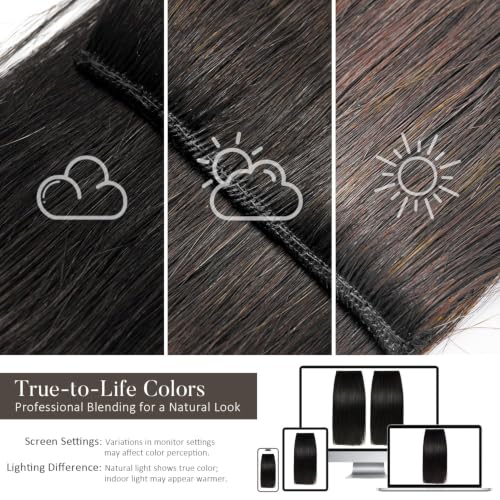 JIAMEISI 6 Inch Natural Black Short Hair Extensions 2Pcs Real Remy Clip-Ins for Volume & DIY Bangs