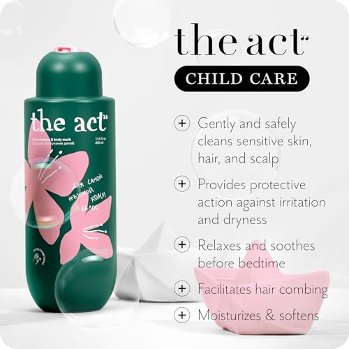 The Act Organic Baby Shampoo & Body Wash with Chamomile, 13.5 Fl Oz - Hypoallergenic, Tear-Free, Ideal for Sensitive Skin