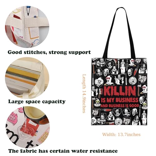 KUIYAI Clown Movie Tote Bag - Scary Canvas Gift for Horror Fans