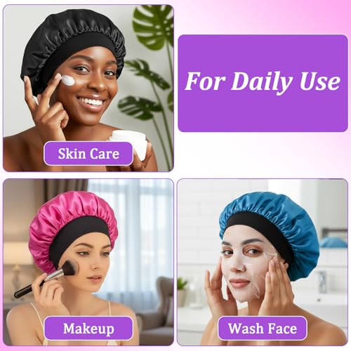 WLLHYF 18 Pcs Multicolored Satin Bonnets for Sleeping - Large Silk Hair Wraps