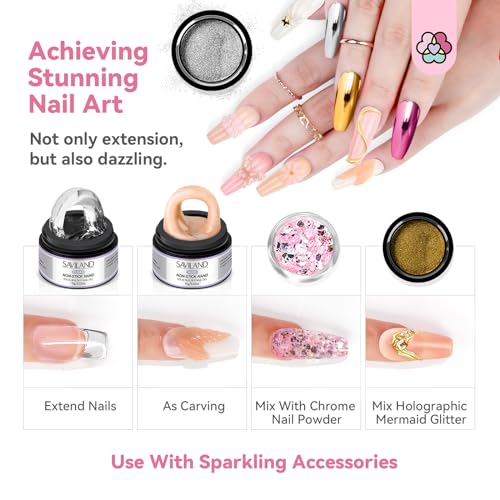 15pcs Solid Builder Nail Gel Kit - Clear Nude Pink White Non-Sticky Long-Lasting