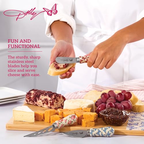 Dolly Parton 3-Piece Cheese Knife Set with Colorful Handles