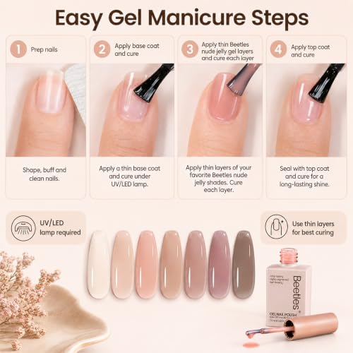 Beetles Nude Gel Nail Polish Set - 6 Sheer Colors for Manicure