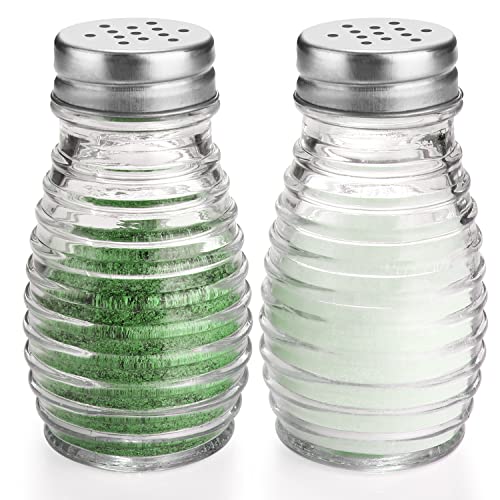 DWTS Farmhouse Glass Salt and Pepper Shaker Set - Easy to Fill & Clean