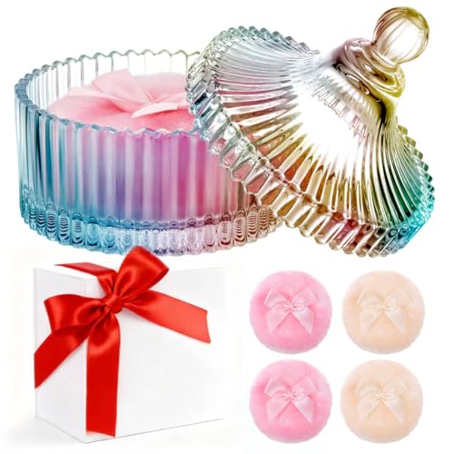 HUGOMOVA Oversized Crystal Powder Container & 4 Ultra-Soft Velour Puffs Set