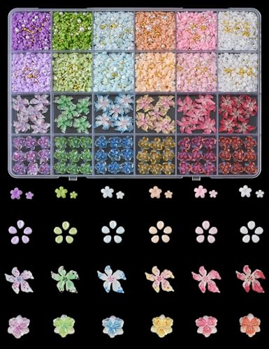 Set of 4 Styles Flower Nail Charms 3000 pcs 3D Resin Flowers for Nails - Variation 1