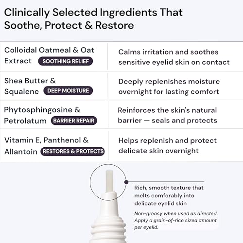 BlinkBetter BetterLids Eyelid Ointment for Dry, Itchy & Sensitive Eyelids ? Deep-Moisturising Oat Complex with Shea Butter & Panthenol to Hydrate, Nourish & Soothe Delicate Eyelid Skin ? 0.34 oz