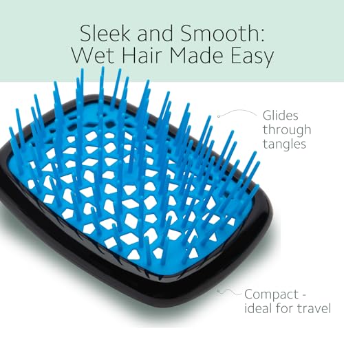 Ibiza Hair AirWave AM Shower Brush Black - Travel, Anti-Static, Ergonomic