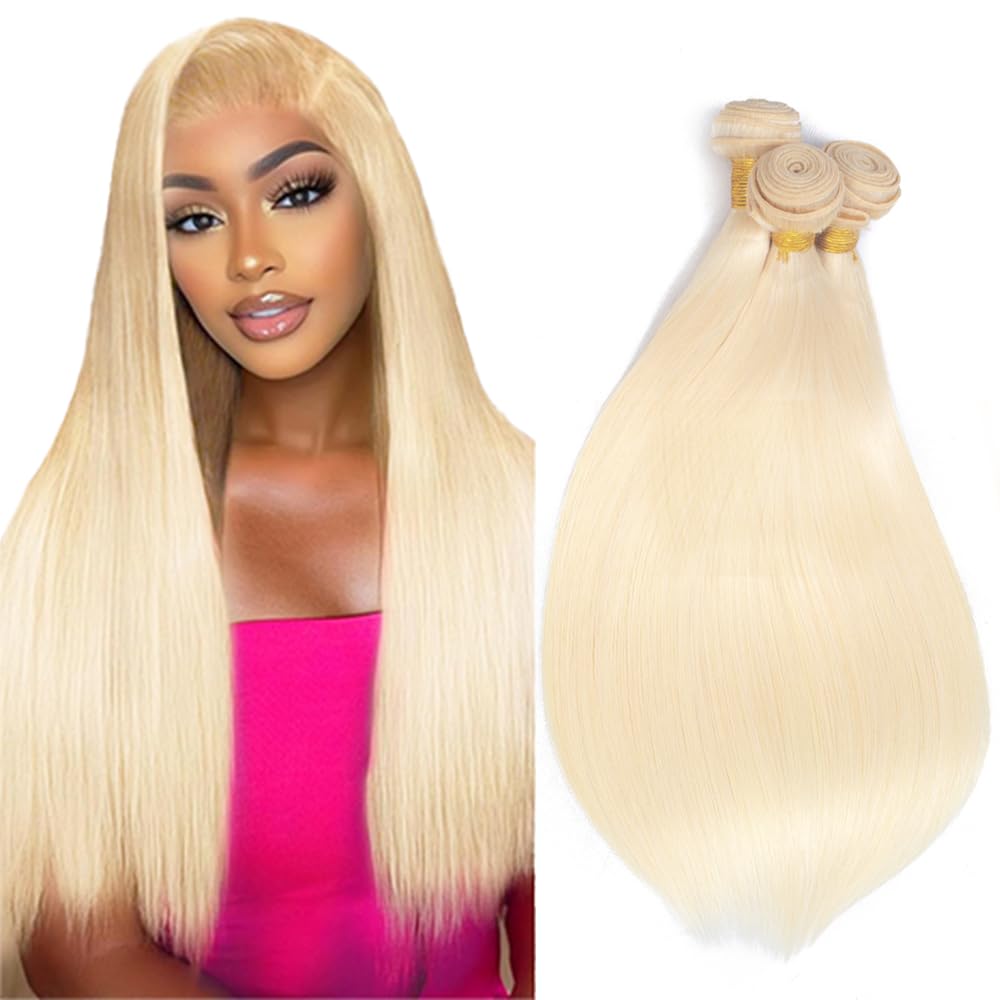 20 22 24 Inch 613 Bundles Human Hair Blonde Straight 3 Bundles 160g 10A Brazilian Virgin Remy Hair Extensions 613 Bundles Human Hair