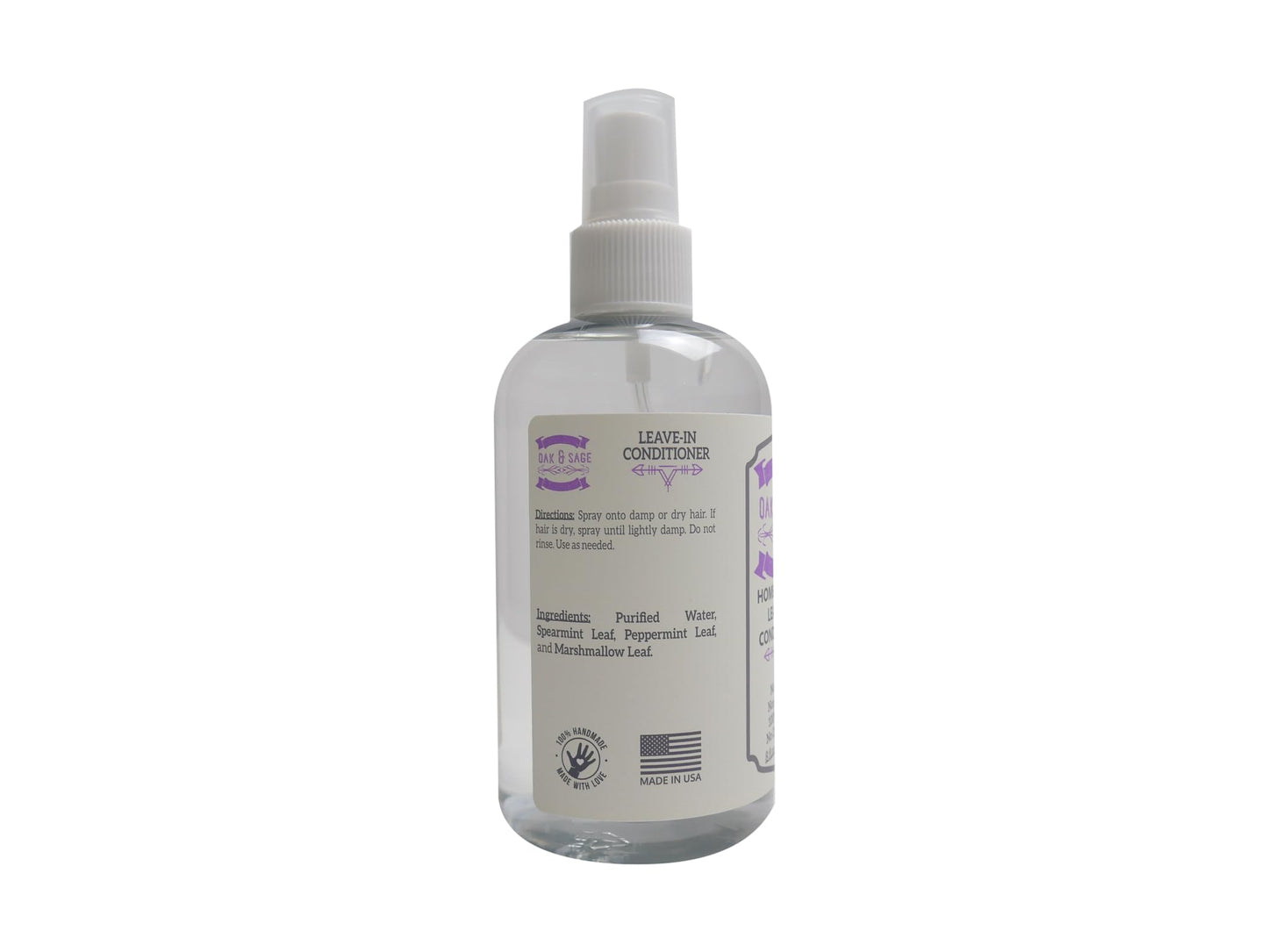 OAK & SAGE Homeopathic Leave-In Conditioner - Unscented - 8oz, 100% Herbs, No Rinse, No Alcohol, No Chemicals - For All Hair Types