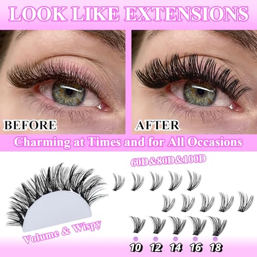 RITALASH 60D+80D+100D Lash Clusters Kit for Natural & Dramatic Looks