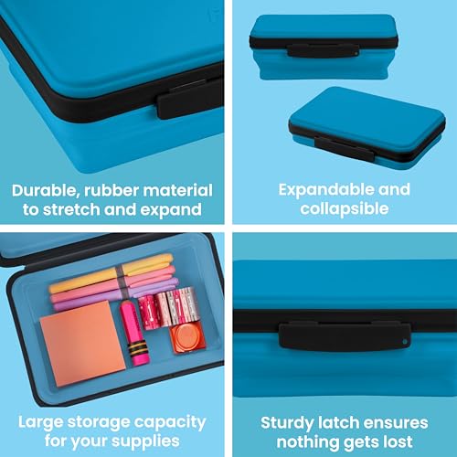 It's Academic Flexi Storage Pencil Box - Expandable Blue Organizer