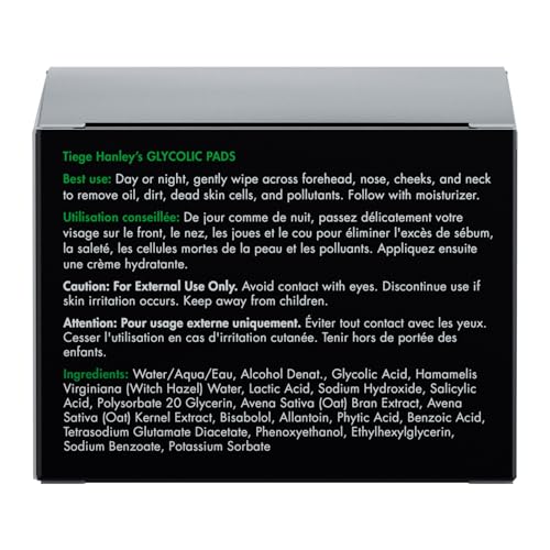 Tiege Hanley Glycolic Acid Pads for Men - 30 Count Exfoliating Face Wipes