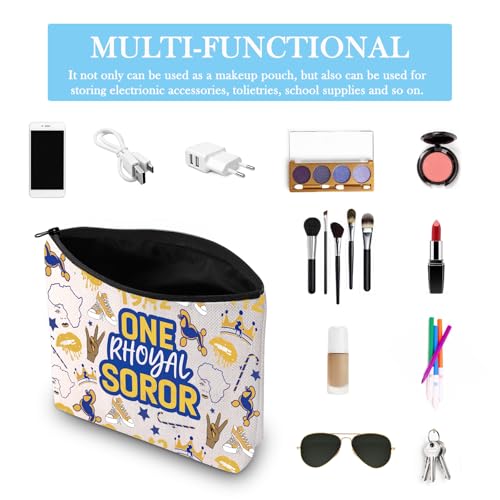 One Rhoyal Sorority Sister Makeup Bag - Blue & Gold Zipper Pouch