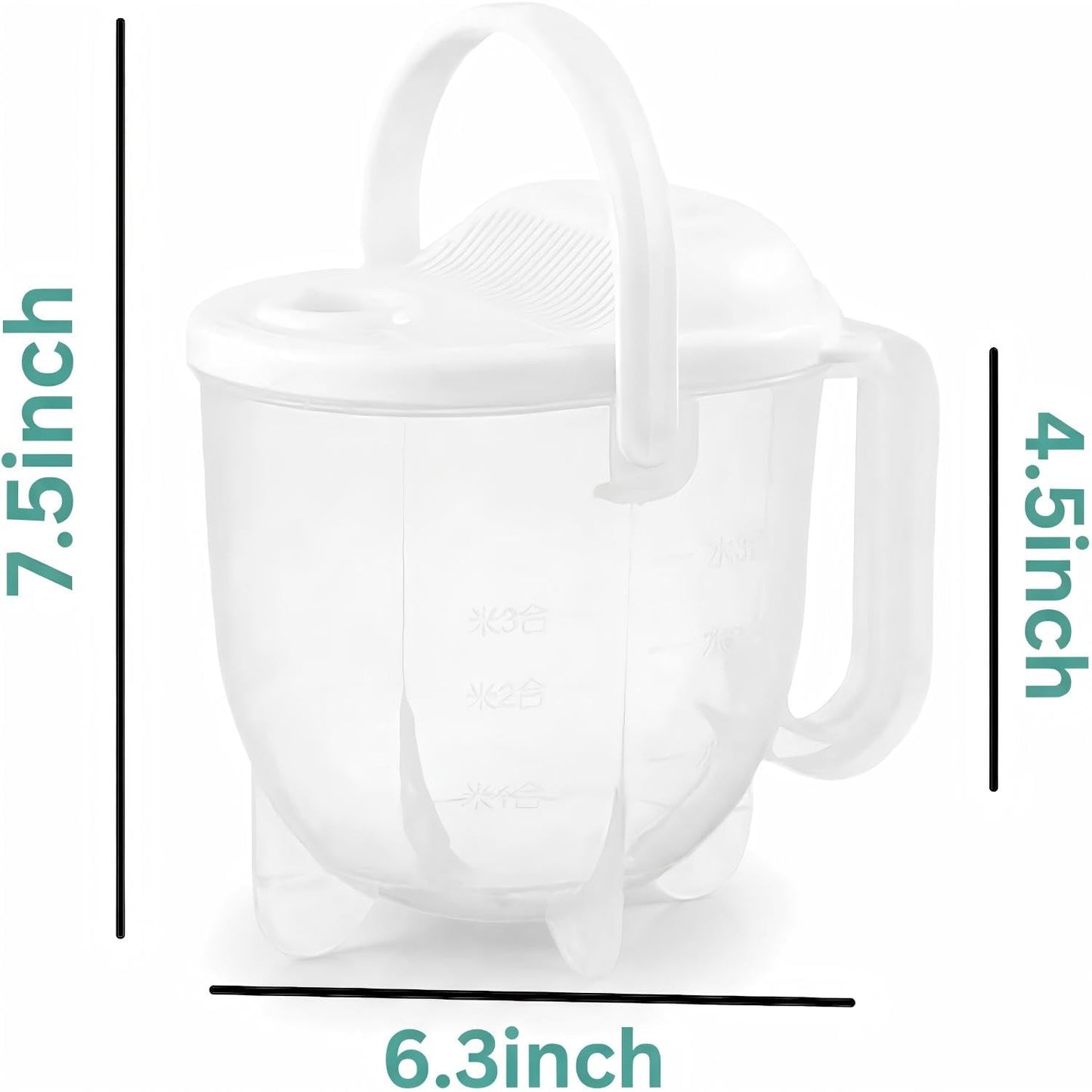Rice Washer Strainer Bowl with Handle - Plastic Grain & Vegetable Washing Bowl, Perfect for Rice Washing Bowl Needs and Rice Rinser Strainer Use with Beans, Pasta & Fruits (White)
