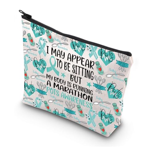 POTS Awareness Canvas Makeup Bag - Portable Cosmetic Travel Pouch
