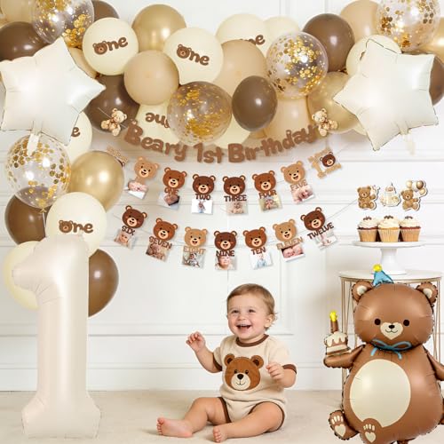 Beary First Birthday Decorations Set for Boys & Girls - 20 Guests