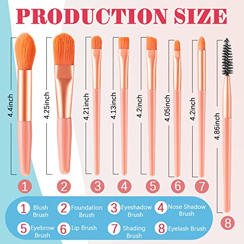 Travel Makeup Brush Set with Bag - 8 Pcs Professional Cosmetic Tools for On-the-Go