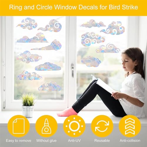 54PCS Cloud Window Decals - Bird Strike Prevention Stickers