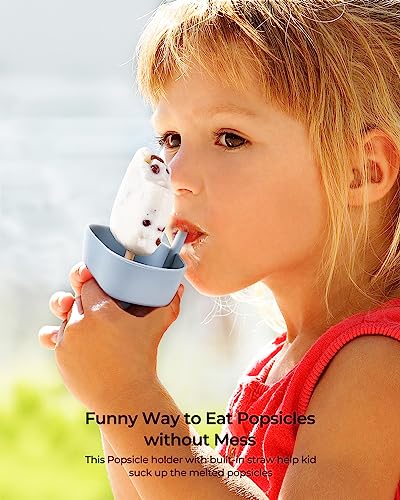 AODISTUCE Silicone Popsicle Holders Set with Neoprene Sleeves - 8 Pack, No Drip Design for Kids