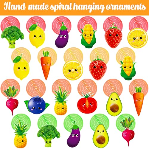 20 Pcs Fruit & Vegetable Hanging Swirls for Party Decorations