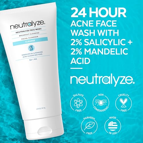 Neutralyze Mandelic Acid Face Wash with 2% Salicylic - Gentle Acne Cleanser 5 fl oz