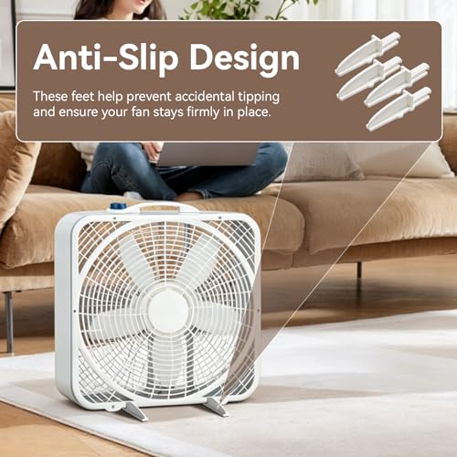 Lasko 20" Box Fan Feet Replacement - Anti-Slip Design, White (4 Pack)