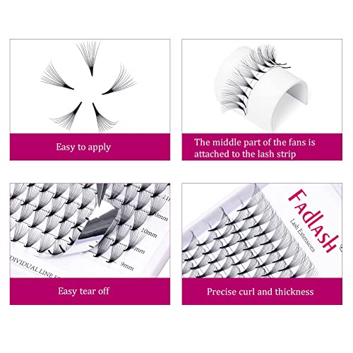 FADLASH Lash Extension 10D 0.07 D Curl Premade Fans Mix Tray 8-14mm Short Stem