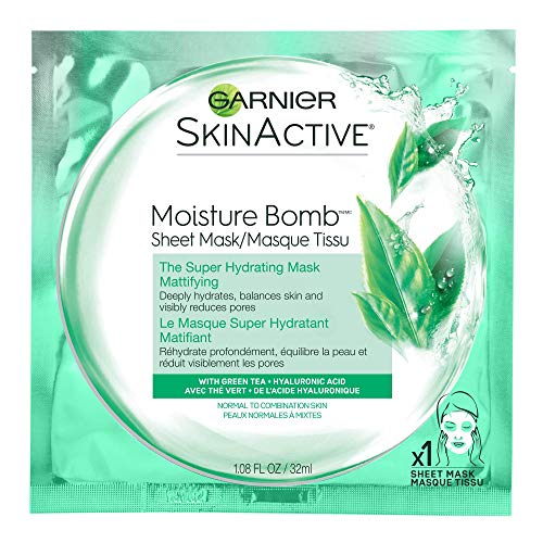 Garnier Moisture Bomb Green Tea Hydrating Sheet Mask 1 Count - Mattifying & Soothing