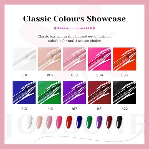 JODSONE 12-Bottle Gel Nail Polish Set with Base & Top Coat