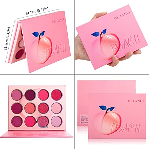 DE'LANCI Pink Eyeshadow Palette, Highly Pigmented Bright Hot Eye