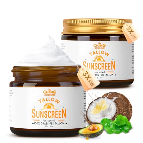 Changarload Organic Beef Tallow Sunscreen SPF 50+ 2oz x 2pcs - Natural, Chemical-Free