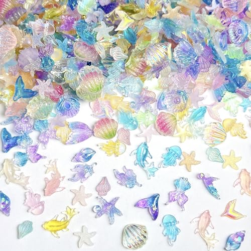 COOSLIM Gold Star Ocean Nail Charms Set (2) – 12 Beach-Themed Nail Gems for Acrylic Nails, Colorful-2