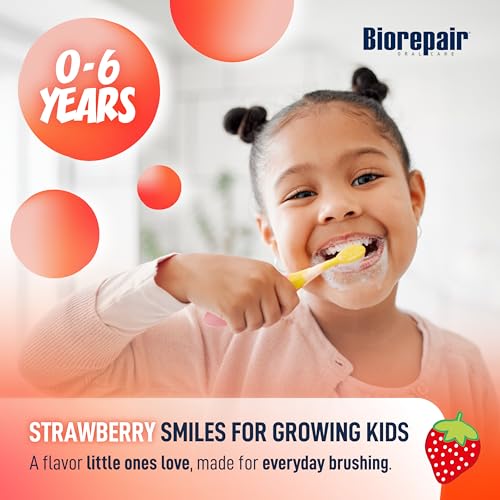 Biorepair Kids Toothpaste with Hydroxyapatite - Strawberry Flavor, Fluoride-Free, 2.12 Oz