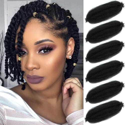 KEPBEAY 12 Inch Afro Twist Crochet Braiding Hair - 6 Packs, 1B#