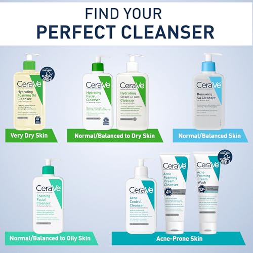 CeraVe Renewing Salicylic Acid Cleanser, Formulated With Hyaluronic Acid, Niacinamide, & Ceramides, Gentle BHA Exfoliating Face Wash Smoothes & Softens Skin, Non Comedogenic & Fragrance Free, 16 Ounce